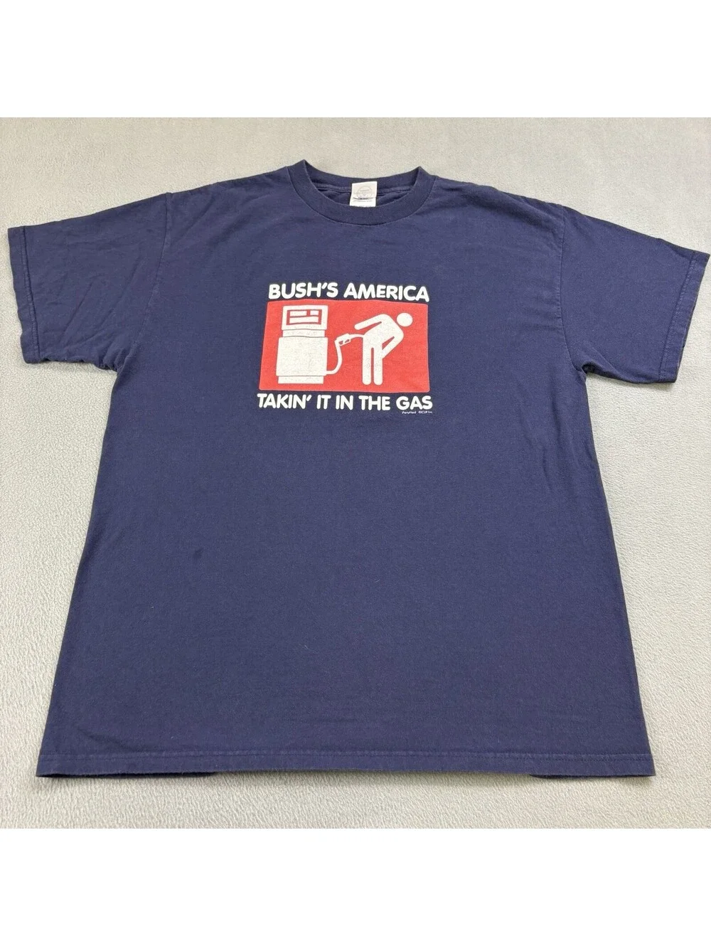 Vintage Y2K Bush’s America Takin In The Gas Funny Humor T Shirt Size Large